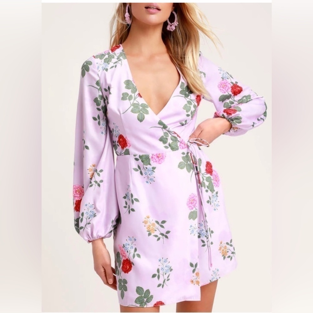 Floral Wrap Dress with Long Sleeves